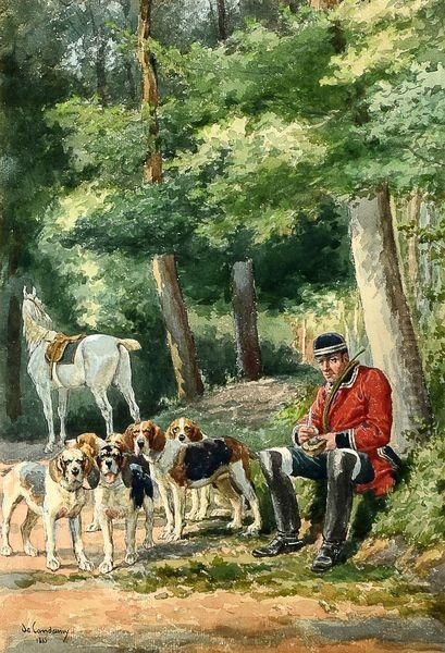 Piqueux Et Ses Chiens Oil Painting by Charles Fernand de Condamy