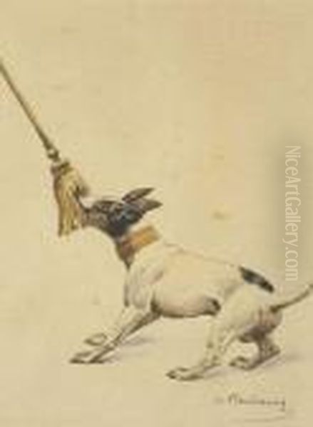 Chiens < Jack Russel > Jouant Oil Painting by Charles Fernand de Condamy