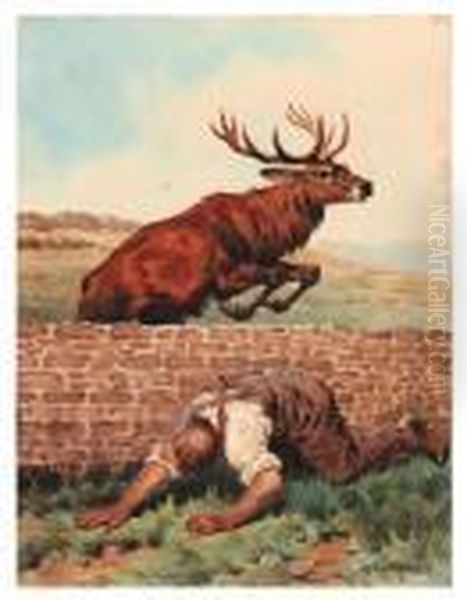 Le Saut Du Cerf Oil Painting by Charles Fernand de Condamy