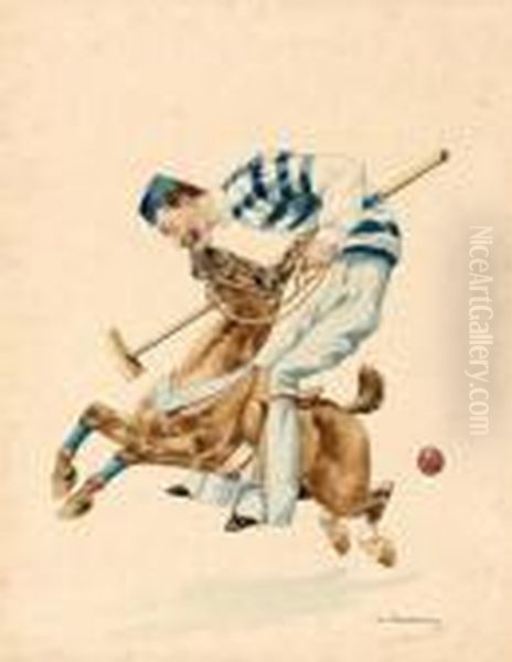 Joueurs De Polo Oil Painting by Charles Fernand de Condamy