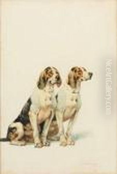 Deux Chiens Oil Painting by Charles Fernand de Condamy