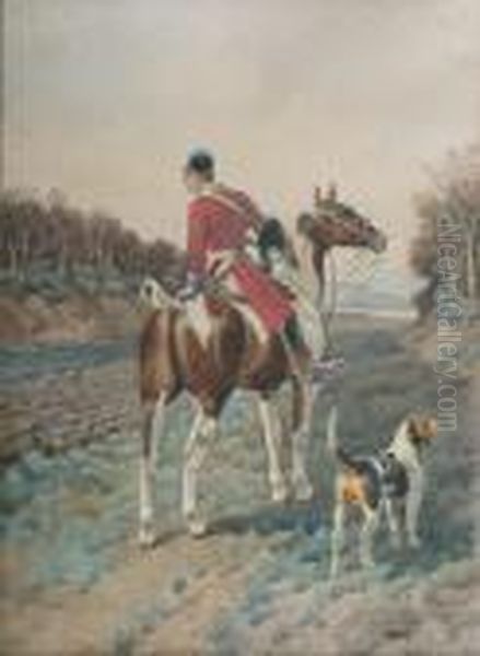 Chasseur A Courre Oil Painting by Charles Fernand de Condamy