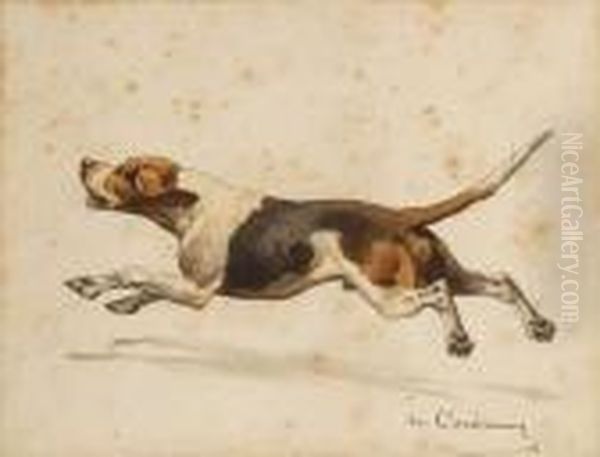 Chien Courant Oil Painting by Charles Fernand de Condamy