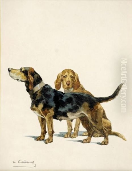 Les Chiens Oil Painting by Charles Fernand de Condamy