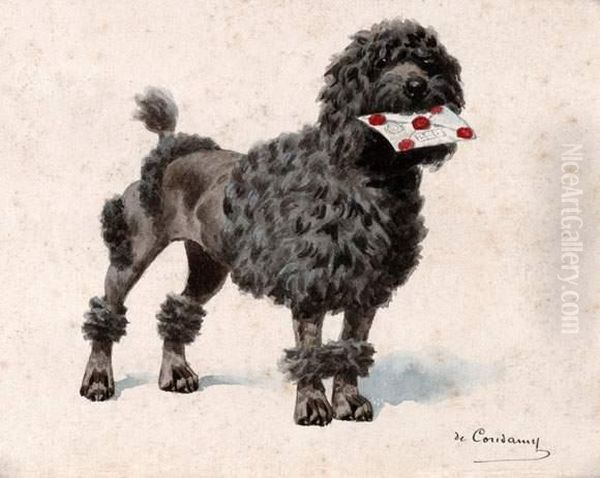 < Caniche Royal >. Oil Painting by Charles Fernand de Condamy