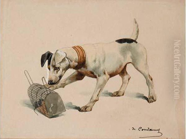 Le Chien Et La Ratiere Oil Painting by Charles Fernand de Condamy