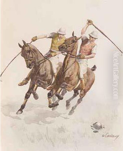 Les Joueurs
 De Polo Oil Painting by Charles Fernand de Condamy