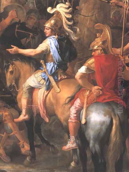 The defeat of Porus (detail) Oil Painting by Charles Le Brun