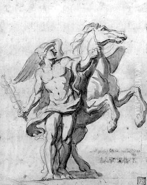 Mercury and Pegasus Oil Painting by Charles Le Brun