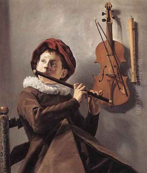 Young Flute Player c. 1635 Oil Painting by Judith Leyster