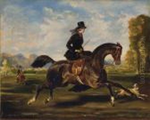 Amazone Dans Une Prairie Oil Painting by Alfred De Dreux