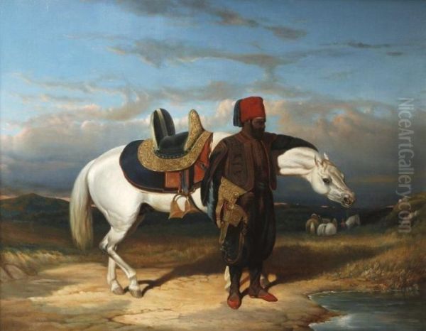 Cavalier Arabe Oil Painting by Alfred De Dreux