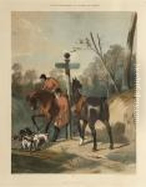 Scene De Chasse Oil Painting by Alfred De Dreux