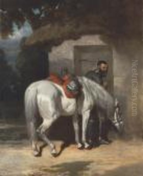 A Knight Seeking Shelter Oil Painting by Alfred De Dreux