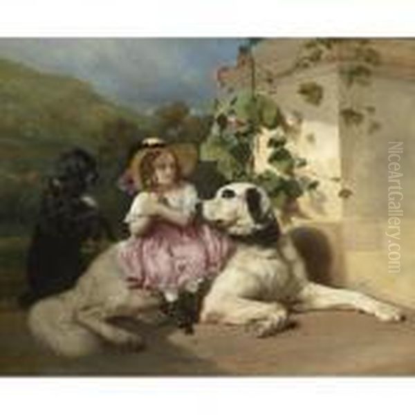 Innocence Between Two Thieves Oil Painting by Alfred De Dreux