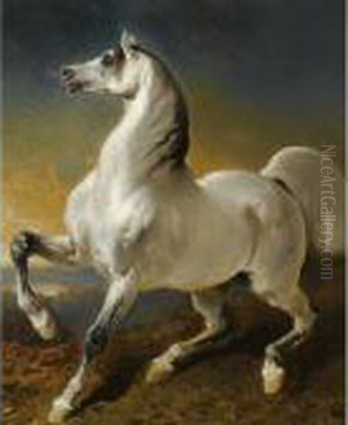 Etalon Gris Effraye Par L'orage Oil Painting by Alfred De Dreux