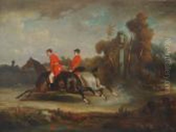 Chasseurs A Courre En Foret De Compiegne Oil Painting by Alfred De Dreux