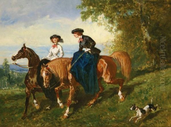 Les Deux Amazones Oil Painting by Alfred De Dreux