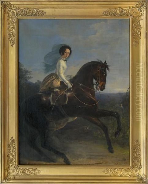 A Morning Ride Oil Painting by Alfred De Dreux