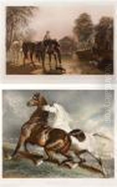 Chevaux En Liberte Oil Painting by Alfred De Dreux