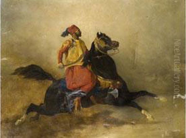 Orientalischer Kampfreiter Oil Painting by Alfred De Dreux