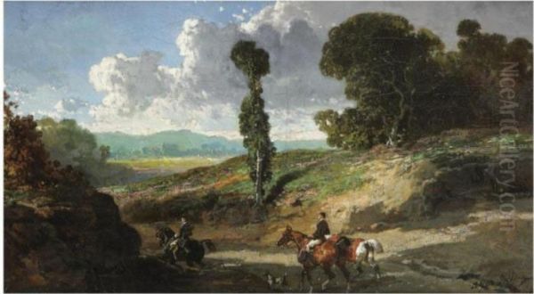 Partie De Chasse Oil Painting by Alfred De Dreux