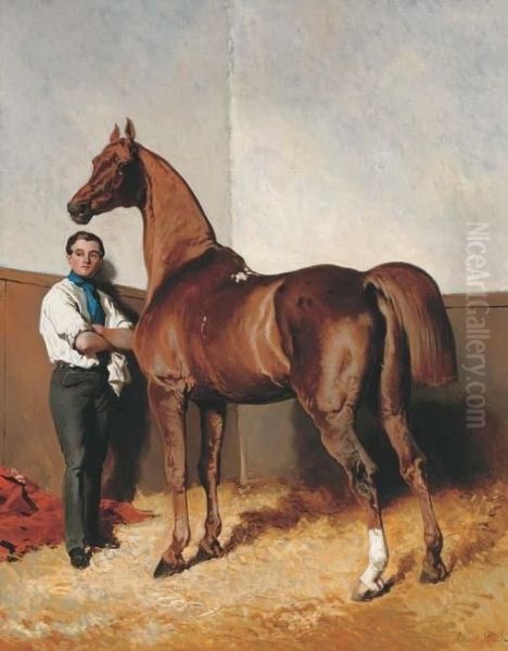 Horse And Groom Oil Painting by Alfred De Dreux