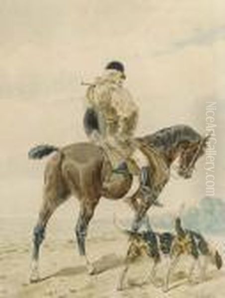 Out Hunting Oil Painting by Alfred De Dreux