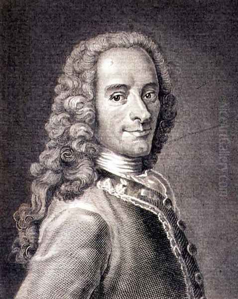 Francois Marie Arouet de Voltaire 1694-1778 Oil Painting by Maurice Quentin de La Tour