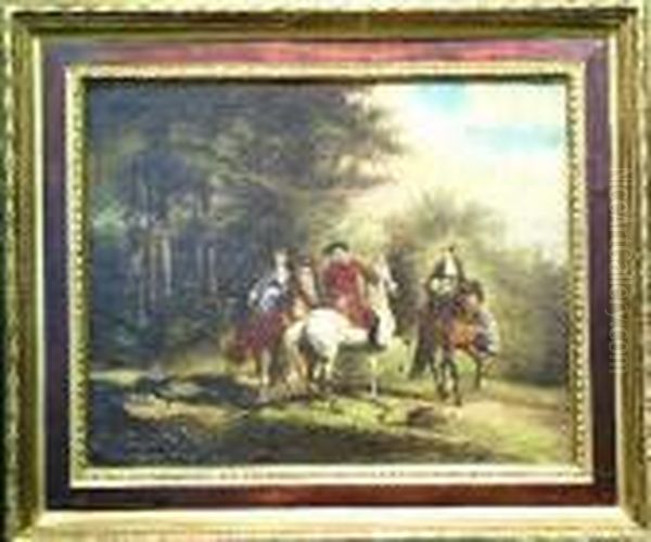 Equestrian Party Oil Painting by Alfred De Dreux