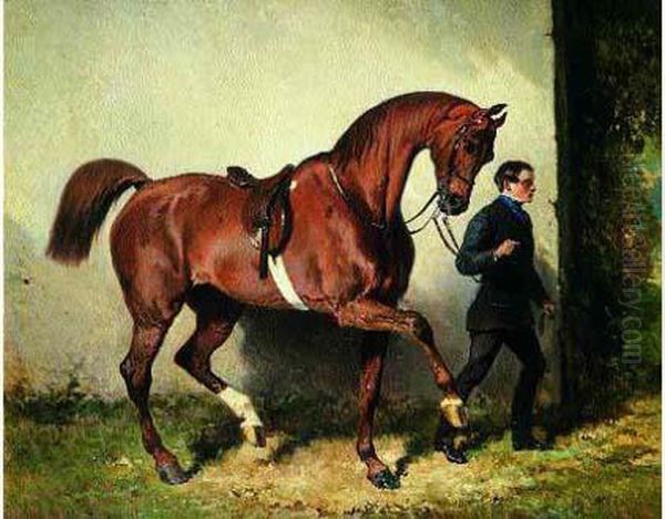 Cheval En Main Oil Painting by Alfred De Dreux