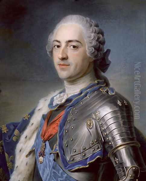 Portrait of King Louis XV 1710-74 1748 Oil Painting by Maurice Quentin de La Tour