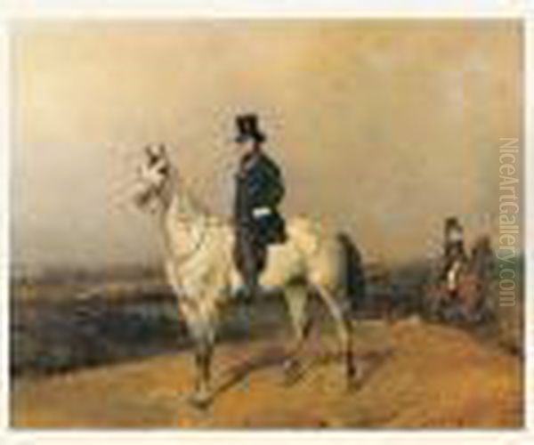 Portrait De Rainbeaux, Ecuyer De L'empereur Napoleon Iii Oil Painting by Alfred De Dreux