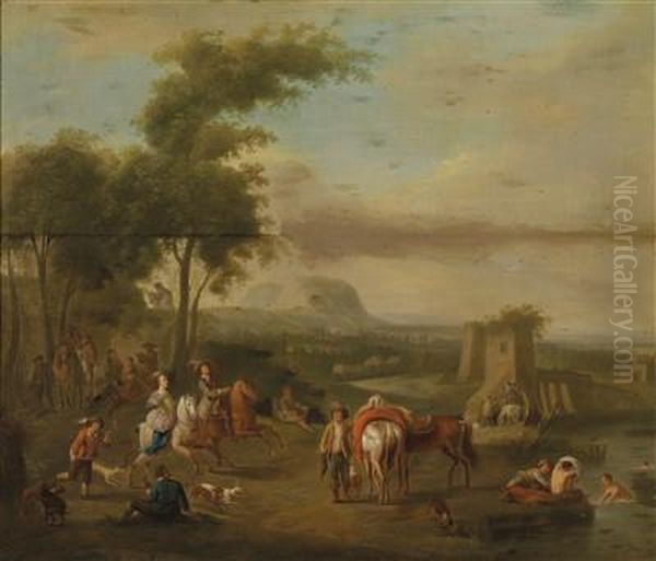 Landscapes With Hunting Parties Oil Painting by Franz Ferg