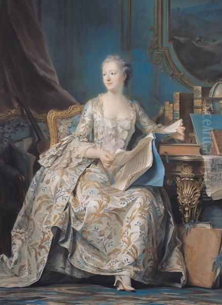 Jeanne Poisson 1721-64 the Marquise de Pompadour, 1755 Oil Painting by Maurice Quentin de La Tour