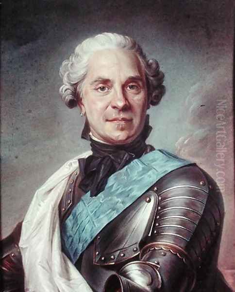 Marshal Maurice de Saxe 1696-1750 Oil Painting by Maurice Quentin de La Tour