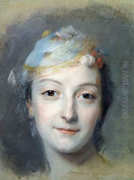 Portrait of Marie Fel 1713-78 1757 Oil Painting by Maurice Quentin de La Tour