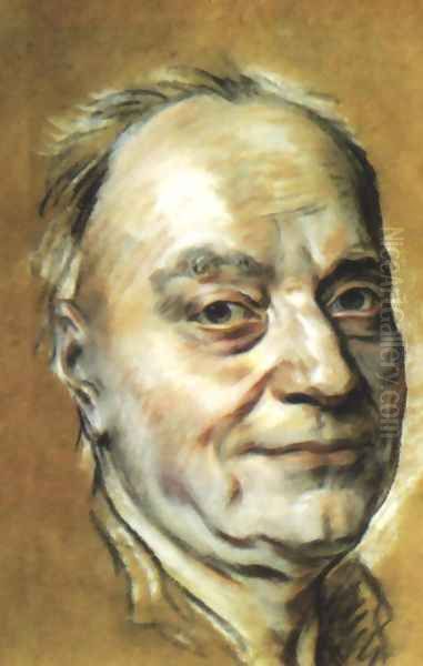 Portrait of Crebillon Oil Painting by Maurice Quentin de La Tour