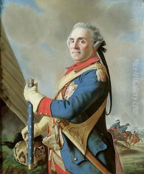 Portrait of Comte Maurice de Saxe 1696-1750 Oil Painting by Maurice Quentin de La Tour