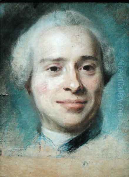 Portrait of Jean Le Rond dAlembert 1717-83 1753 Oil Painting by Maurice Quentin de La Tour