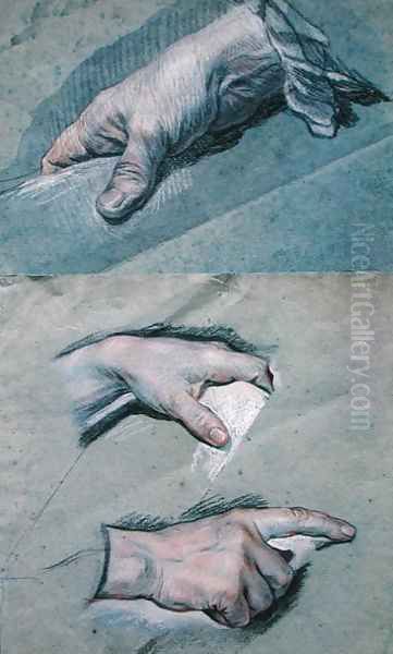 Study of the Hands of a Man Oil Painting by Maurice Quentin de La Tour