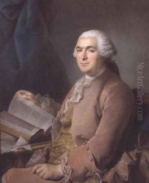 Portrait of a seated gentleman with a book Oil Painting by Maurice Quentin de La Tour