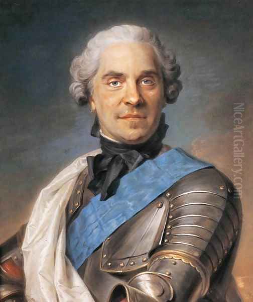 Marechal de Saxe Oil Painting by Maurice Quentin de La Tour