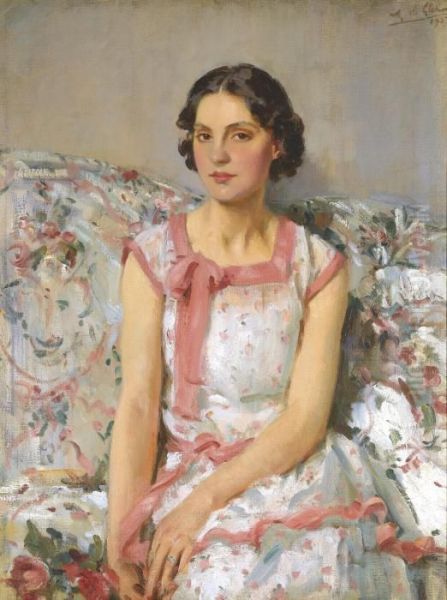 Portrait Of Clare Collins Oil Painting by Wilfred Gabriel De Glehn