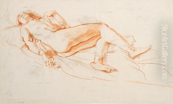 Study Of A Nude Oil Painting by Wilfred Gabriel De Glehn