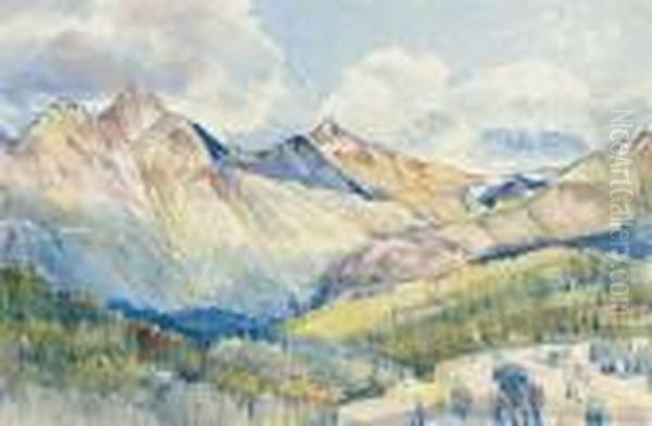 St. Moritz Valley Oil Painting by Wilfred Gabriel De Glehn