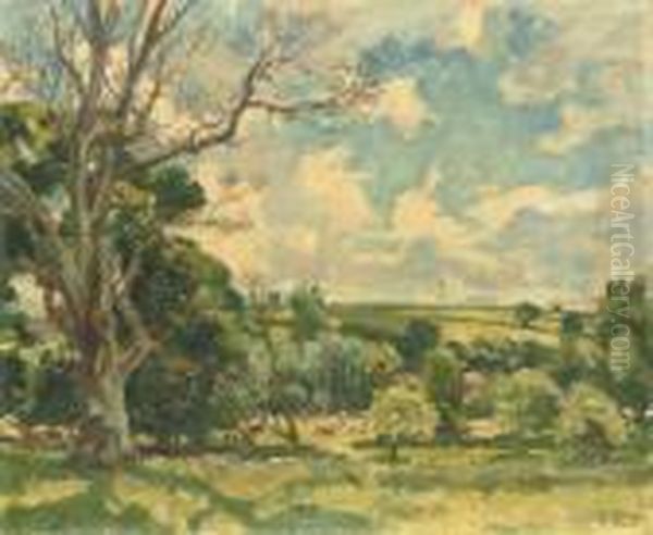 The Wiltshire Downs Oil Painting by Wilfred Gabriel De Glehn