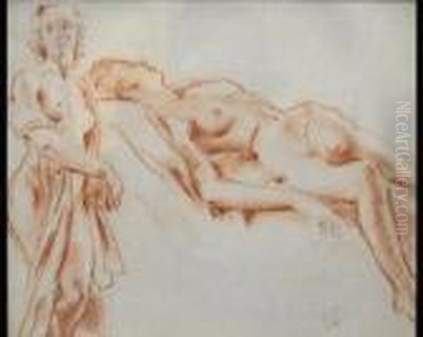 Two Female Nudes Oil Painting by Wilfred Gabriel De Glehn