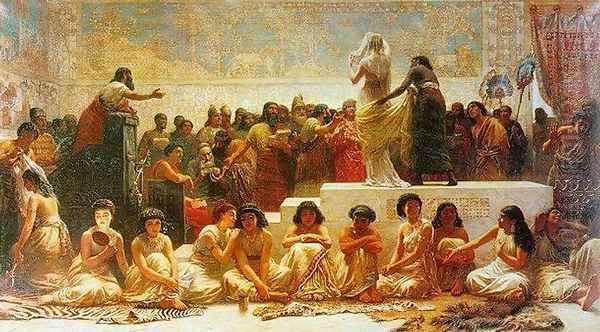 The Babylonian Marriage Market Oil Painting by Edwin Longsden Long