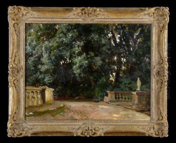 The Park, Villa Torlonia, Frascati Oil Painting by Wilfred Gabriel De Glehn